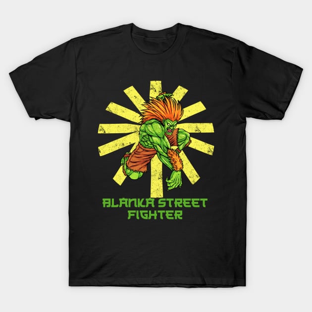 Blanka Street Fighter Retro Japanese T-Shirt by thelazyshibaai